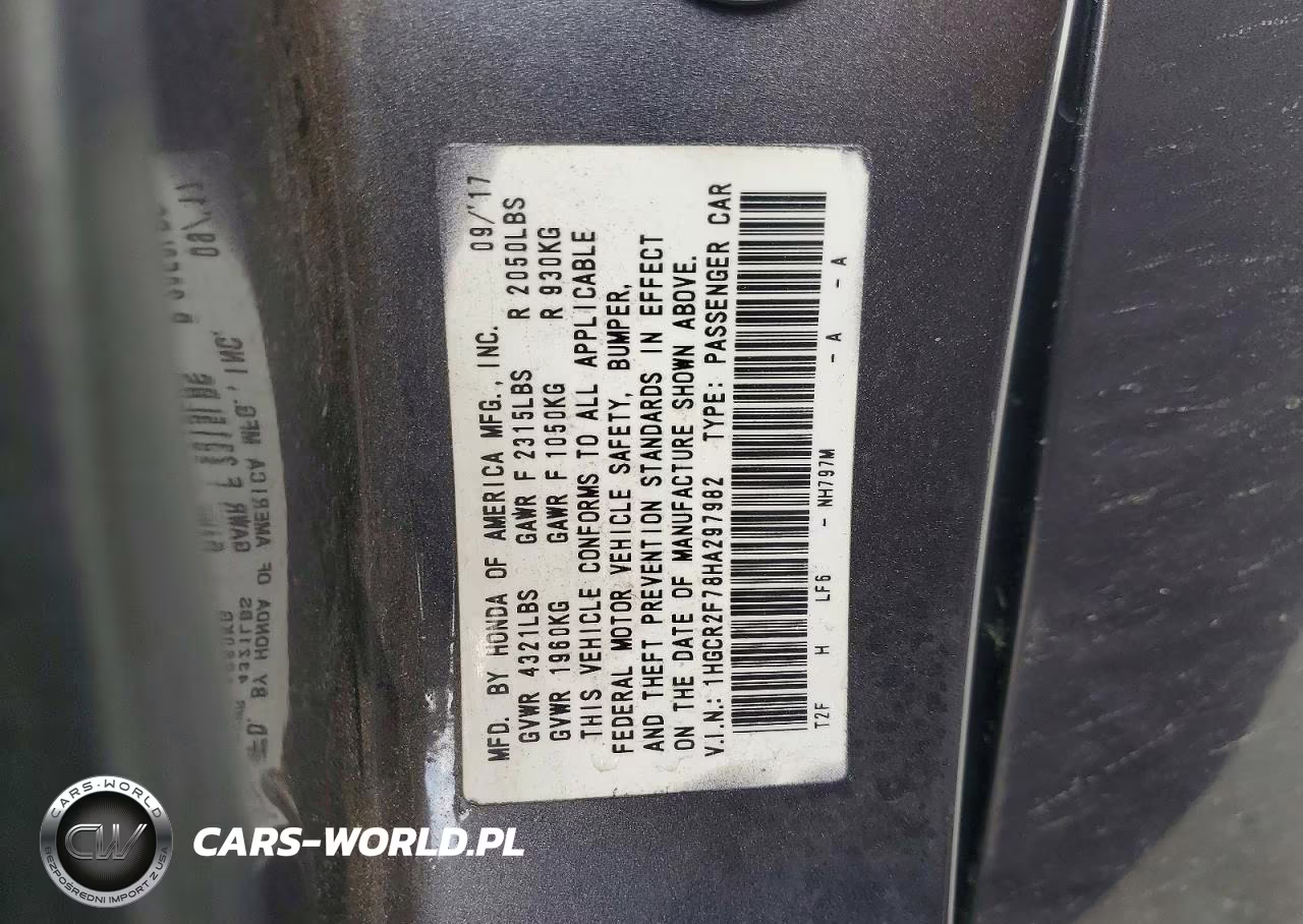 2017 Honda Accord Ex VIN:1HGCR2F78HA297982 - 13