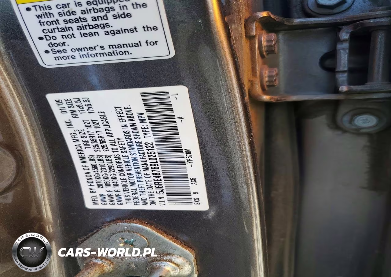 2009 Honda Cr-V Exl VIN:5J6RE48769L025122 - 12