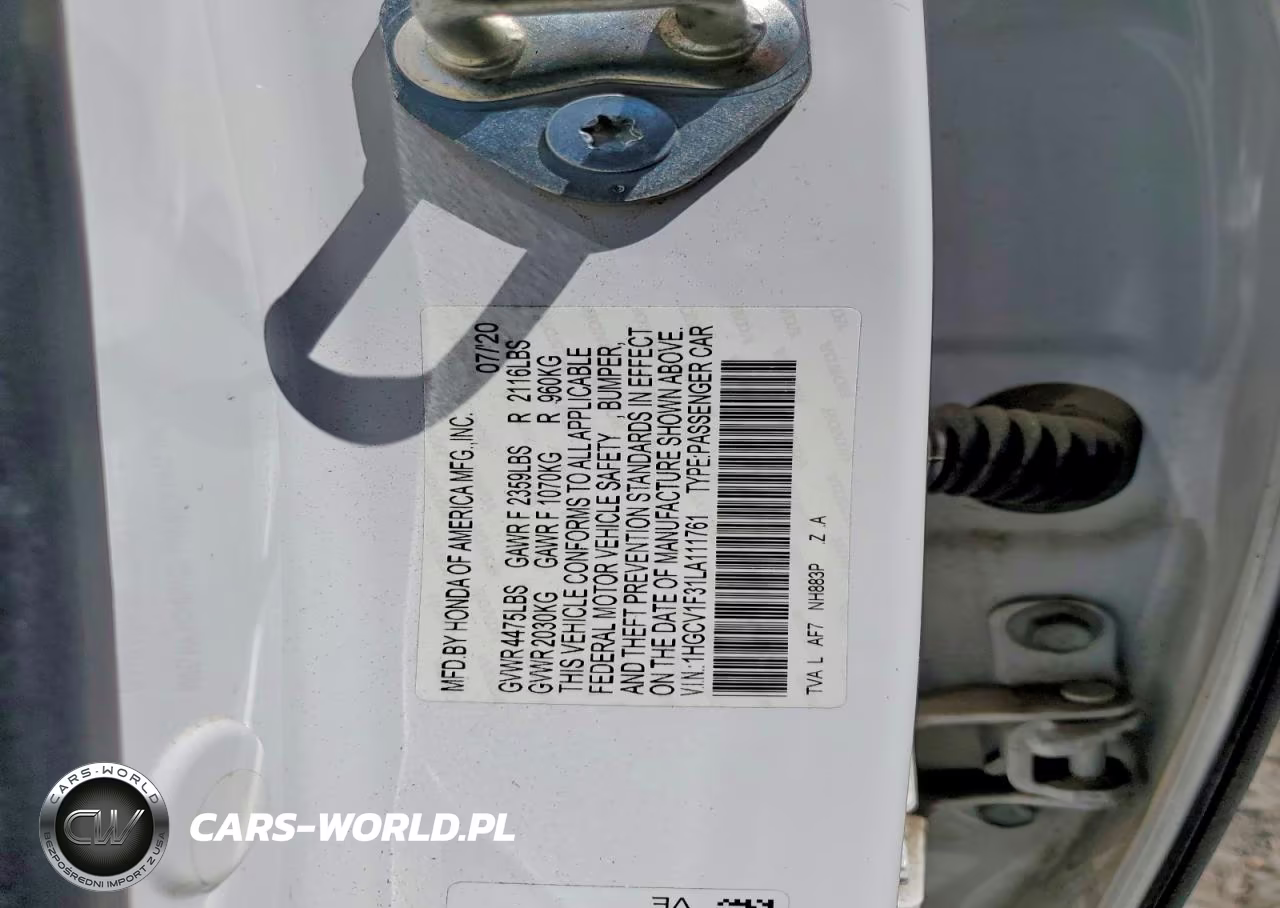 2020 Honda Accord Sport VIN:1HGCV1F31LA111761 - 12