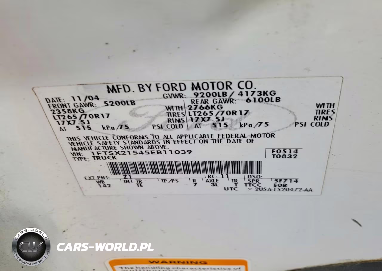 2005 Ford F250 Super Duty VIN:1FTSX21545EB11039 - 12