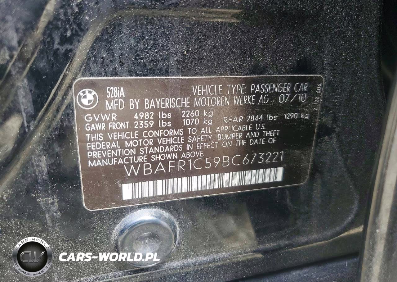 2011 BMW 528 I VIN:WBAFR1C59BC673221 - 12