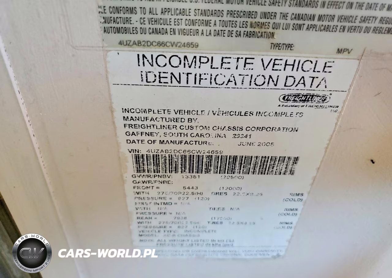 2006 Freightliner Chassis Xc Rv VIN:4UZAB2DC66CW24659 - 10