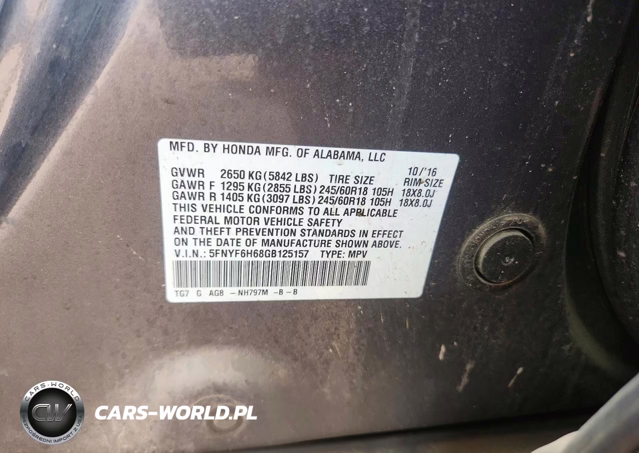 2016 Honda Pilot Exl VIN:5FNYF6H68GB125157 - 13