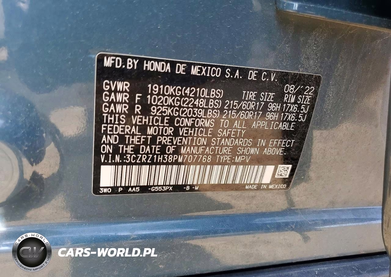 2023 Honda Hr-V Lx VIN:3CZRZ1H38PM707768 - 13