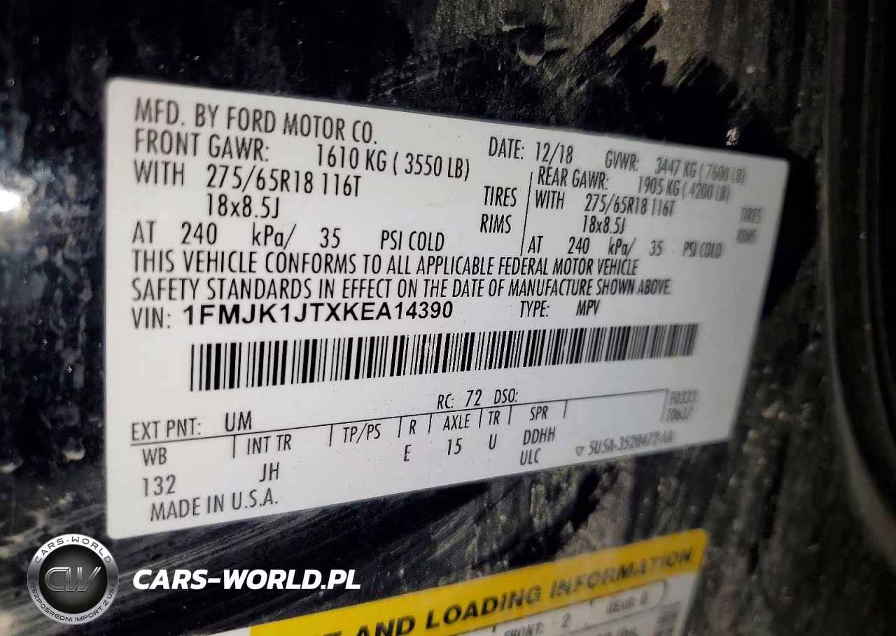 2019 Ford Expedition Max Xlt VIN:1FMJK1JTXKEA14390 - 13