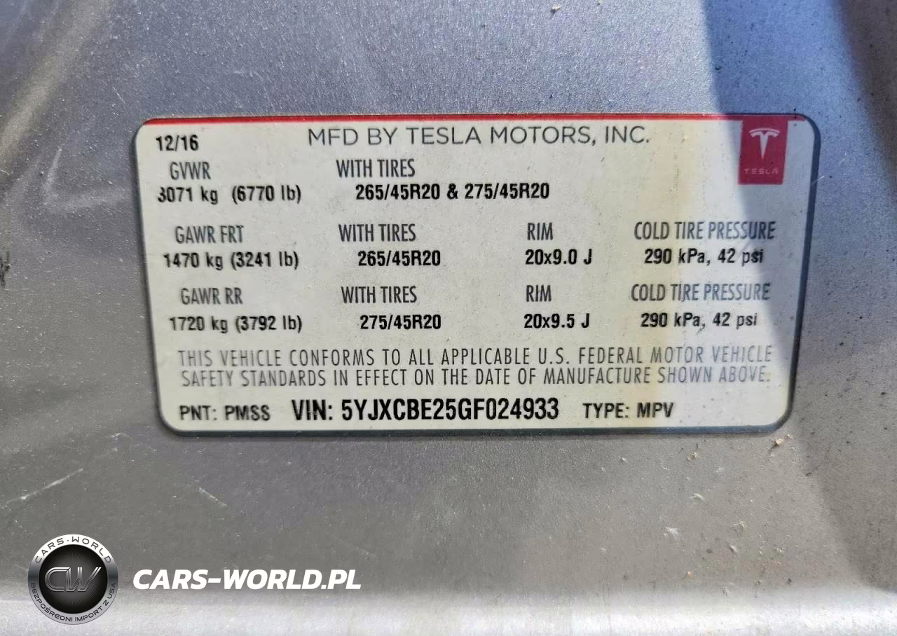 2016 Tesla Model X VIN:5YJXCBE25GF024933 - 13