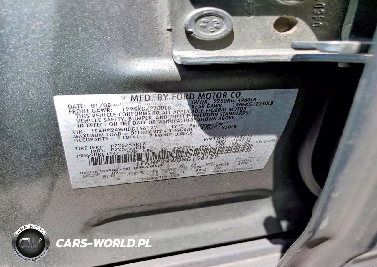 2008 Ford Taurus Sel VIN:1FAHP24W08G156122 - 12