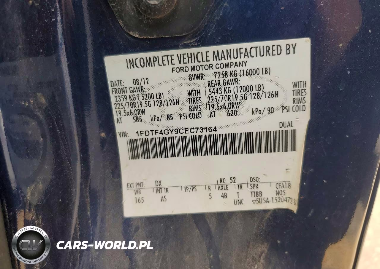 2012 Ford F-450 Chassis Xl VIN:1FDTF4GY9CEC73164 - 12