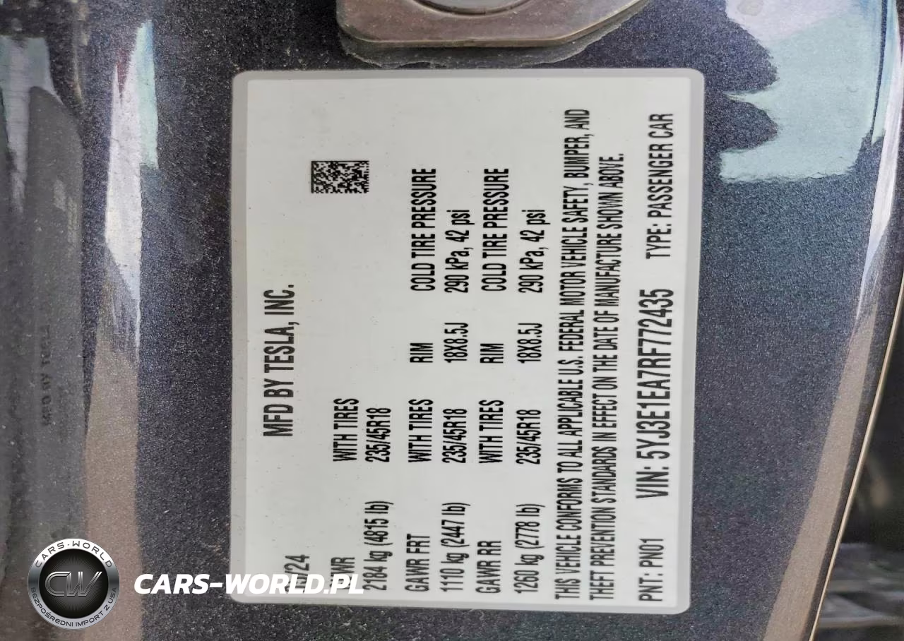 2024 Tesla Model 3 VIN:5YJ3E1EA7RF772435 - 12