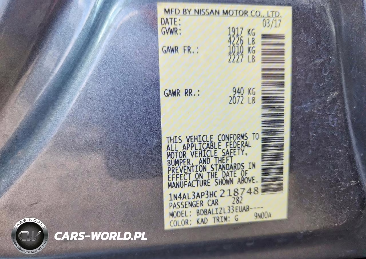 2017 Nissan Altima 2.5 Sv VIN:1N4AL3AP3HC218748 - 13