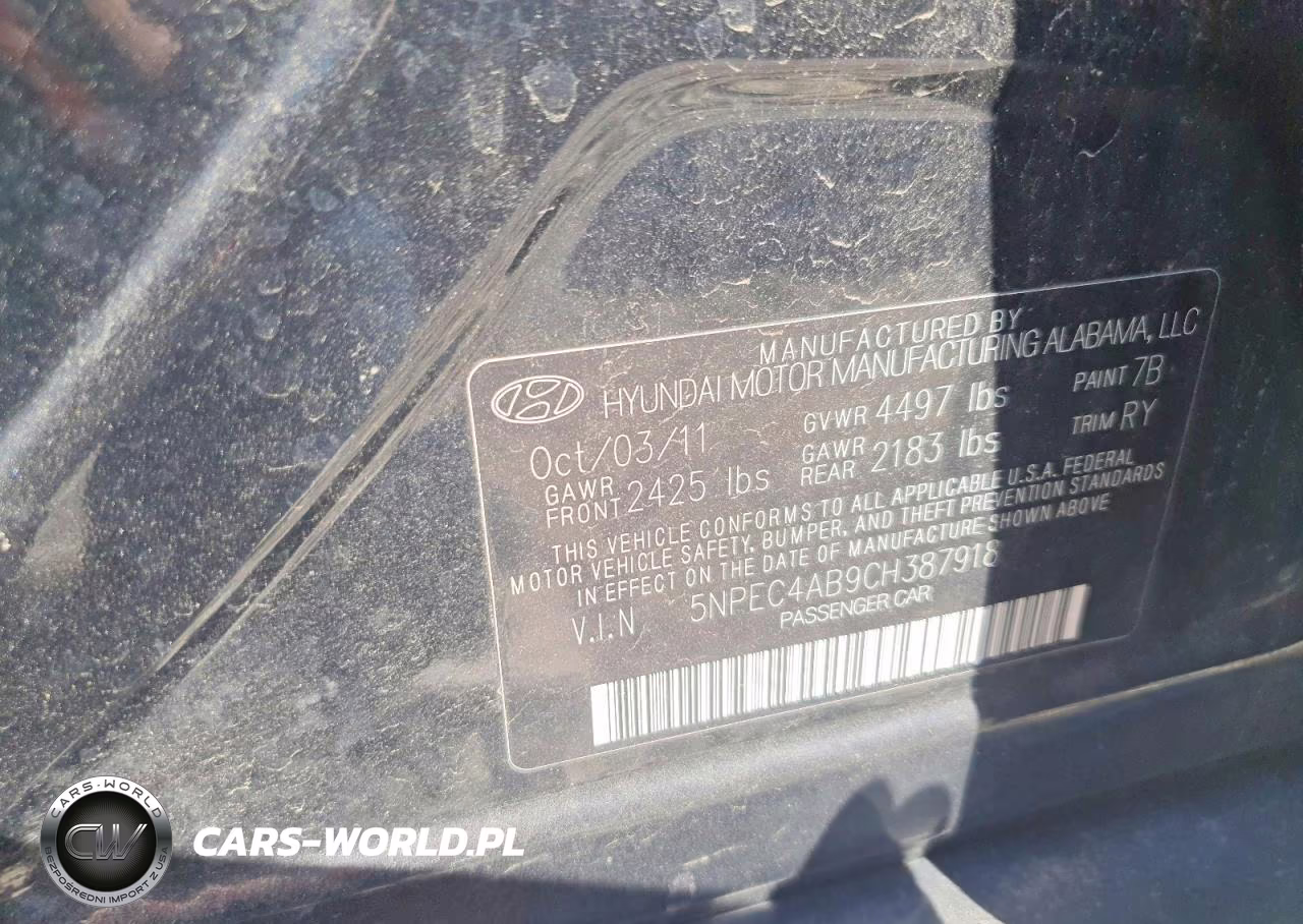 2012 Hyundai Sonata Limited 2.0T VIN:5NPEC4AB9CH387918 - 12