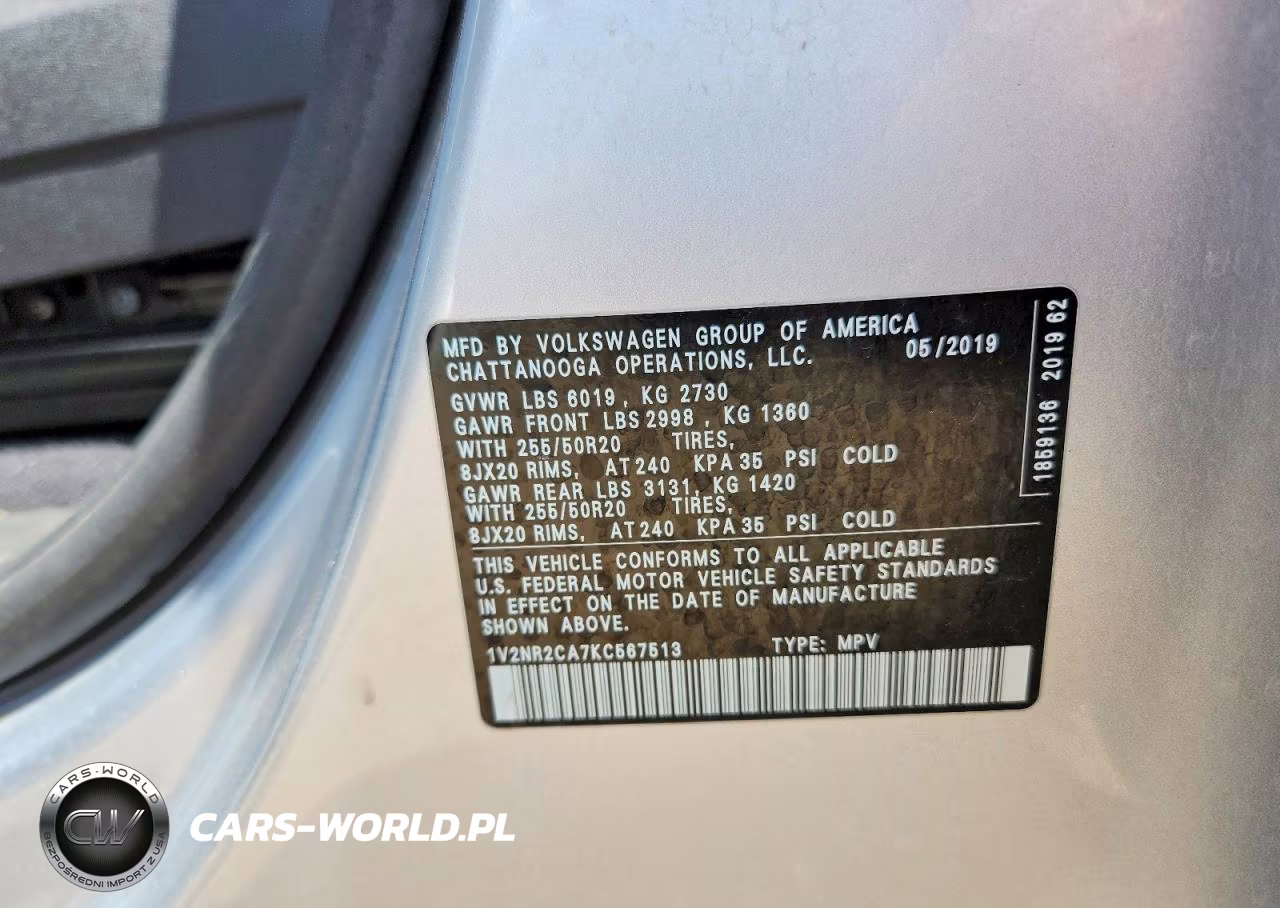 2019 Volkswagen Atlas Sel Premium VIN:1V2NR2CA7KC567513 - 14