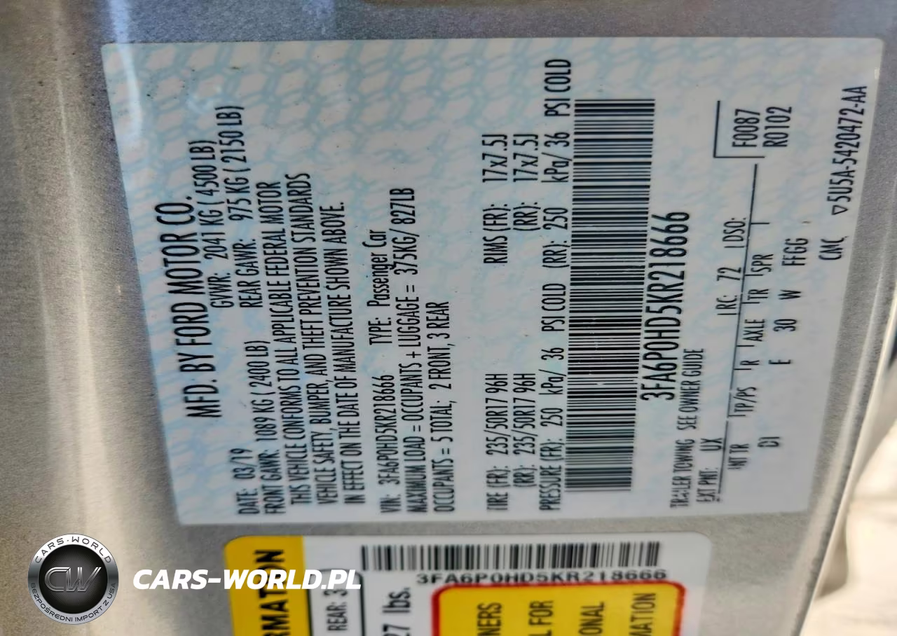2019 Ford Fusion Se VIN:3FA6P0HD5KR218666 - 12