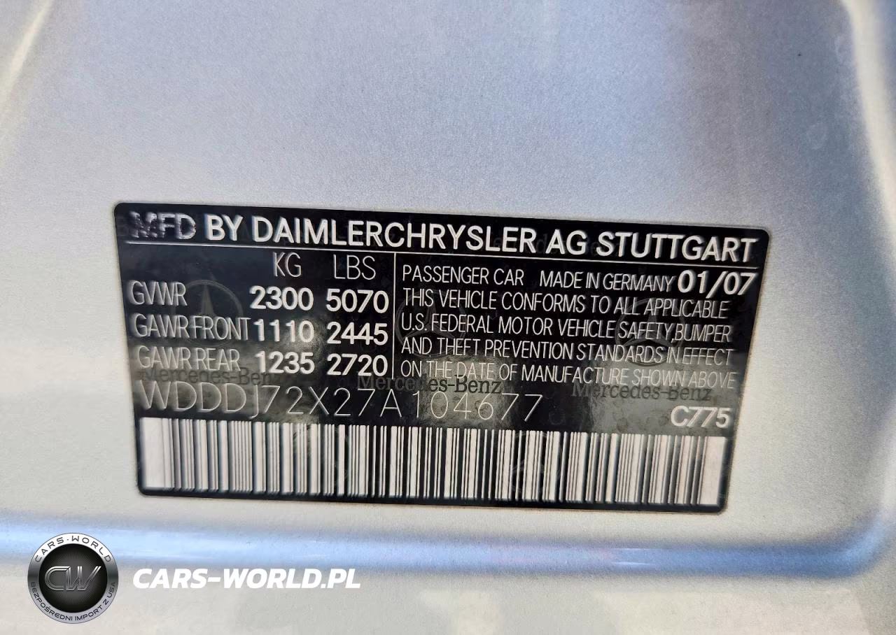 2007 Mercedes-Benz Cls 550 VIN:WDDDJ72X27A104677 - 12