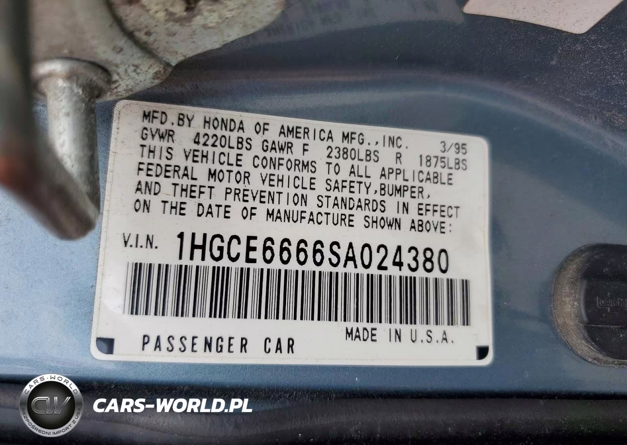 1995 Honda Accord Ex VIN:1HGCE6666SA024380 - 12