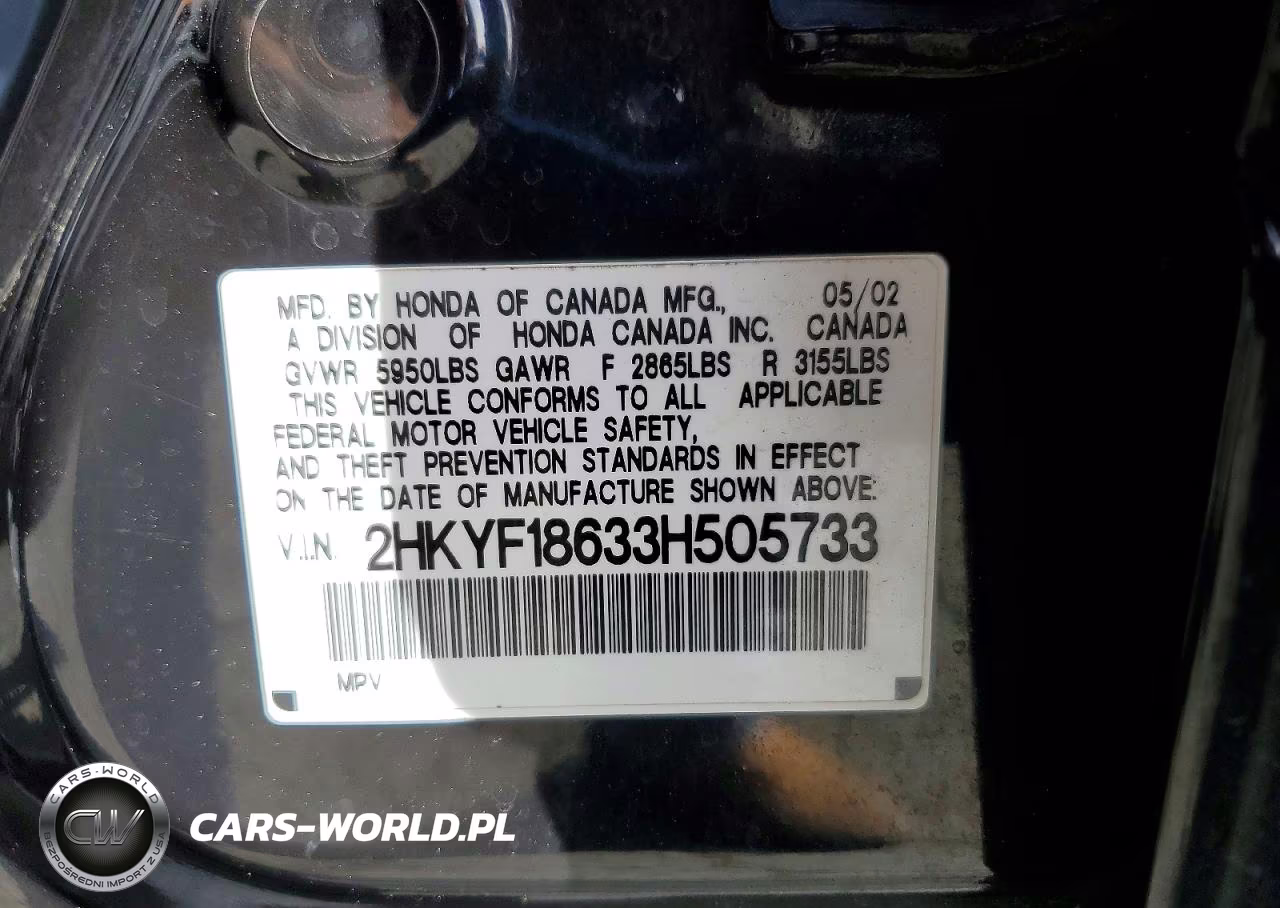 2003 Honda Pilot VIN:2HKYF18633H505733 - 13