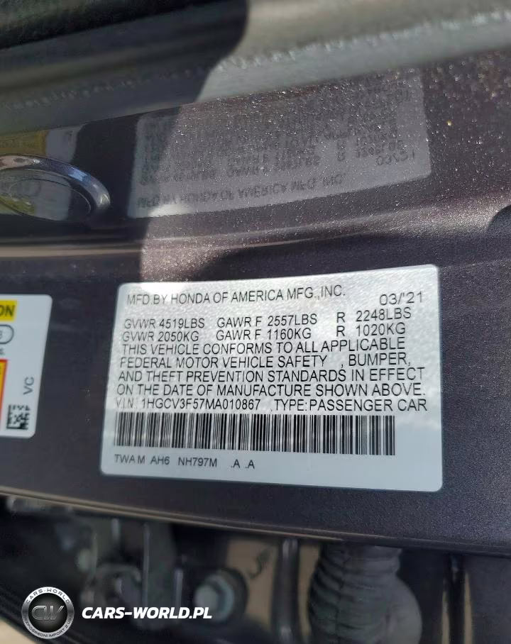 2021 Honda Accord Hybrid Exl VIN:1HGCV3F57MA010867 - 12