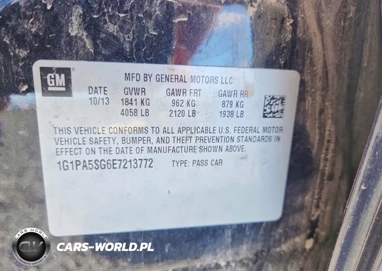 CHEVROLET CRUZE VIN:1G1PA5SG6E7213772 - 12