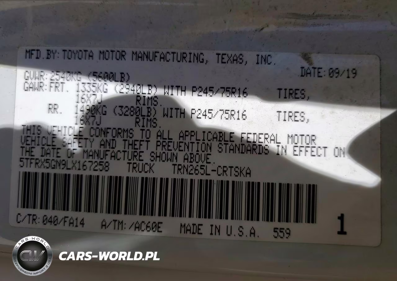 2020 Toyota Tacoma Sr VIN:5TFRX5GN9LX167258 - 12