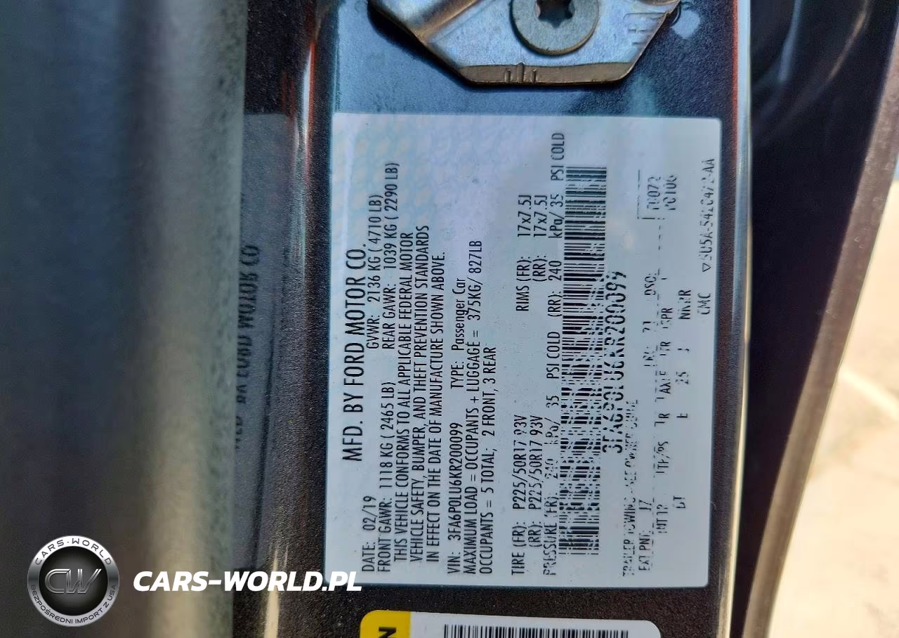 2019 Ford Fusion VIN:3FA6P0LU6KR200099 - 12
