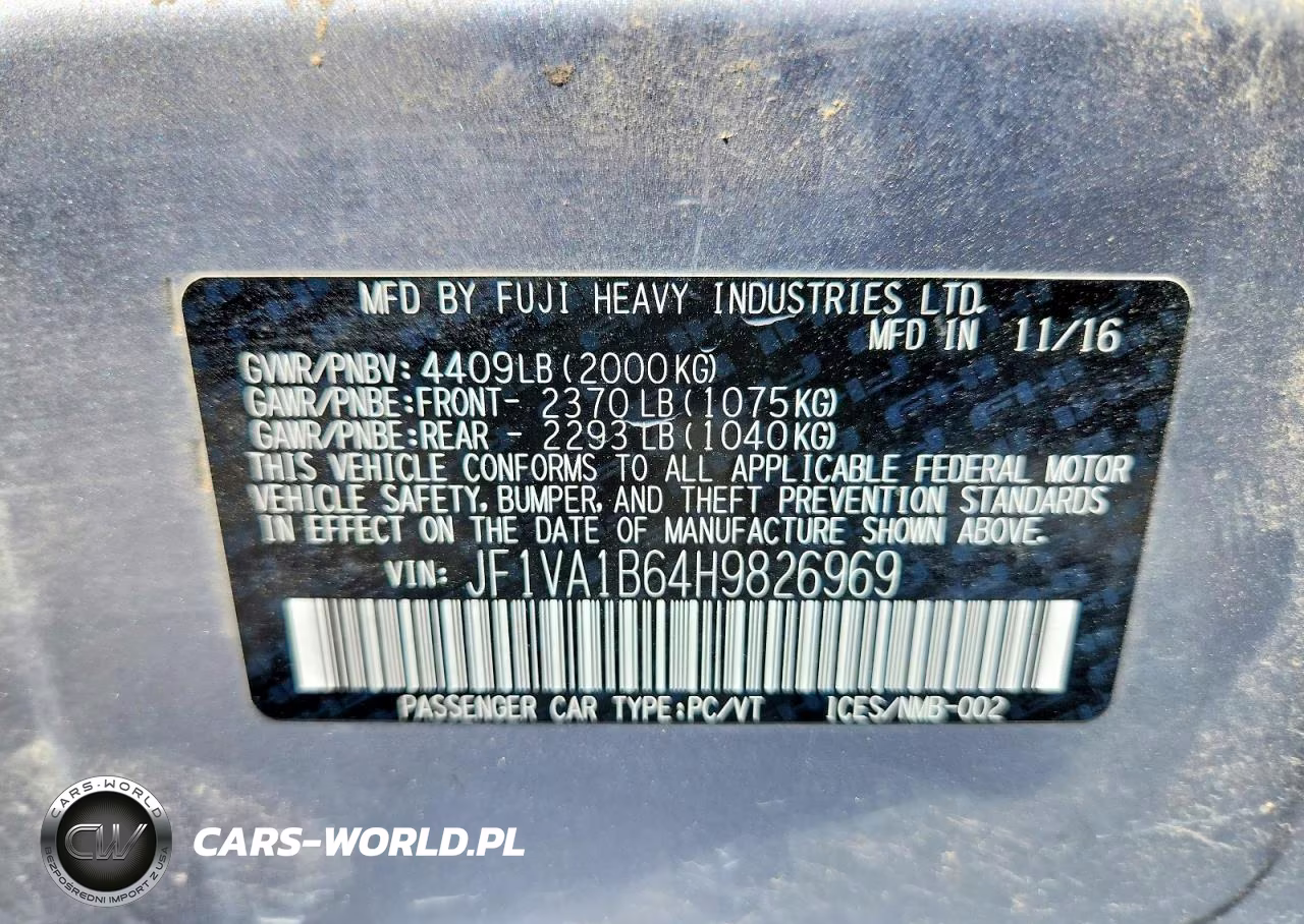 2017 Subaru Wrx VIN:JF1VA1B64H9826969 - 12