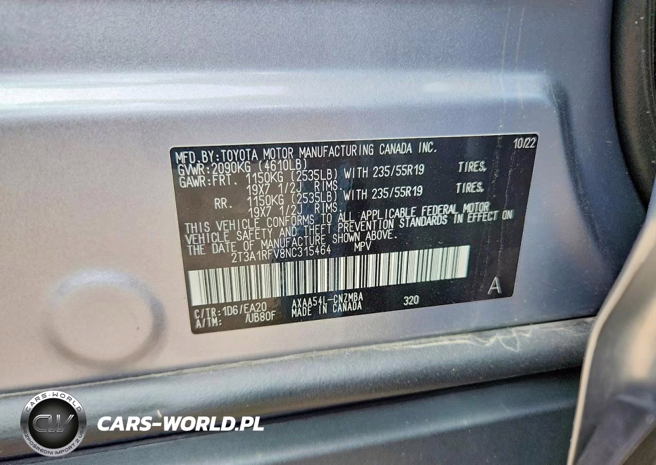 2022 Toyota Rav4 Xle Premium VIN:2T3A1RFV8NC315464 - 13