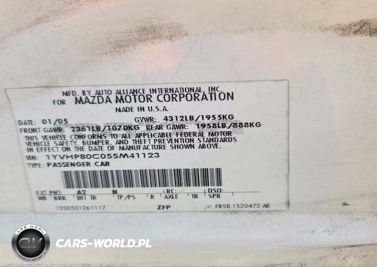 2005 Mazda 6 I VIN:1YVHP80C055M41123 - 12