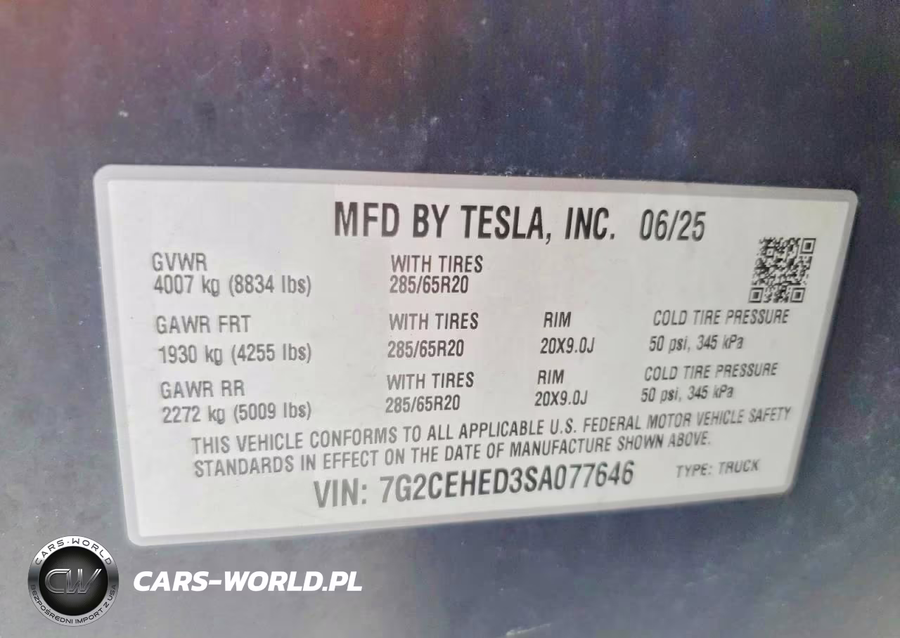 2025 Tesla Cybertruck VIN:7G2CEHED3SA077646 - 14