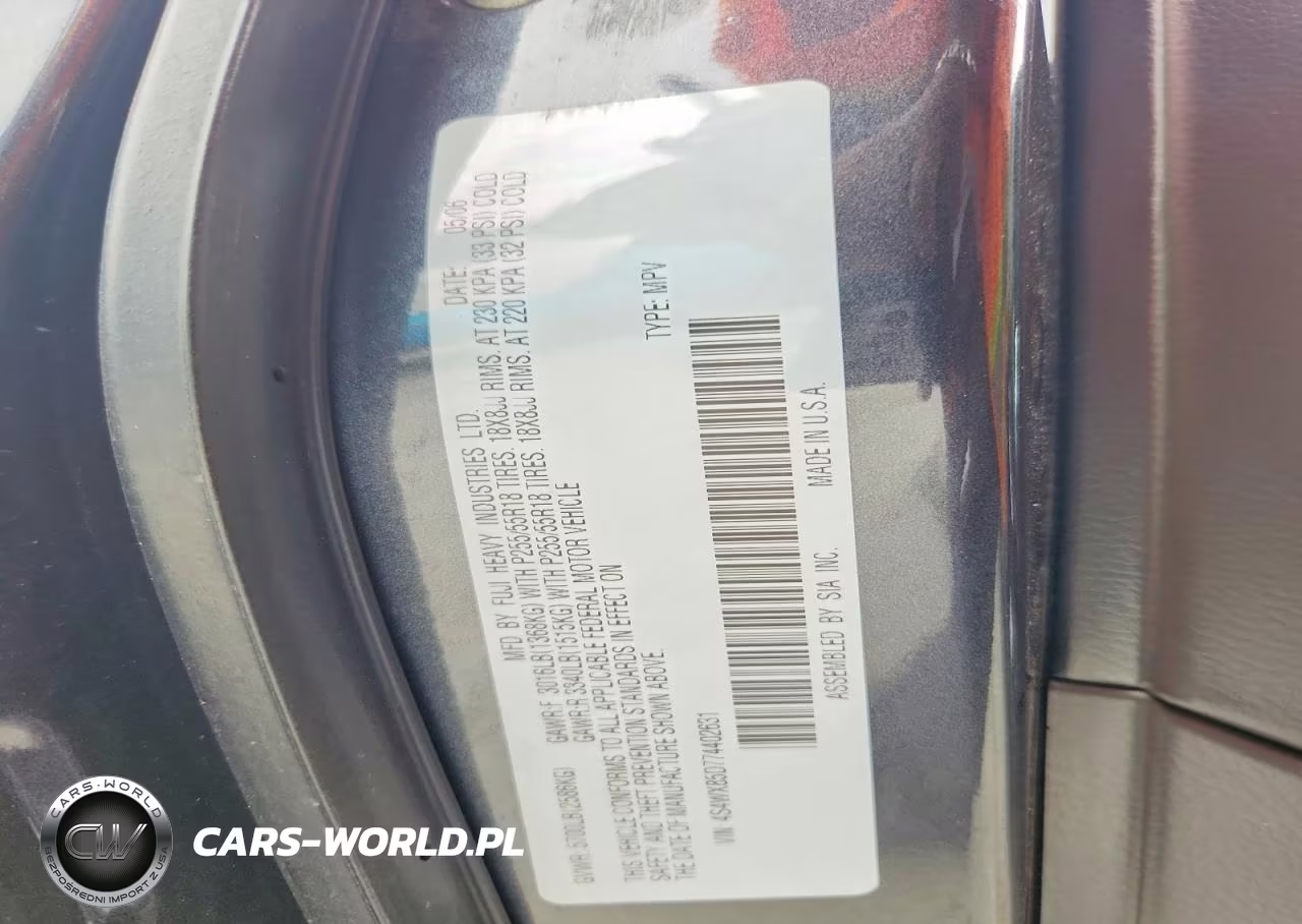 2007 Subaru B9 Tribeca 3.0 H6 VIN:4S4WX85D774402631 - 13