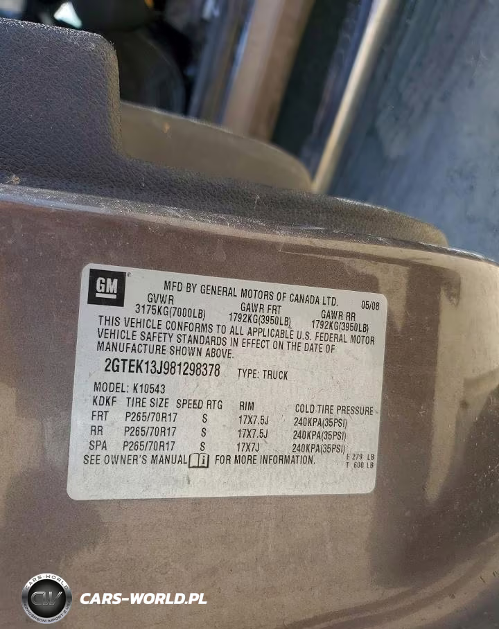 2008 GMC Sierra K1500 VIN:2GTEK13J981298378 - 12