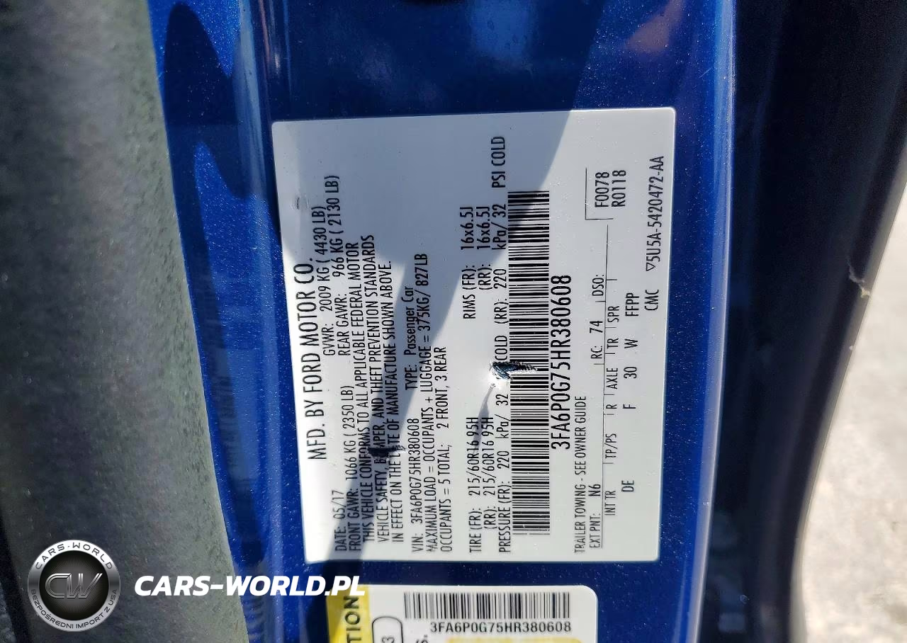 2017 Ford Fusion S VIN:3FA6P0G75HR380608 - 12