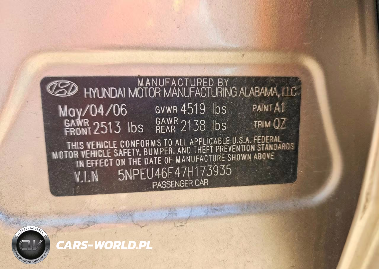 2007 Hyundai Sonata Se VIN:5NPEU46F47H173935 - 12