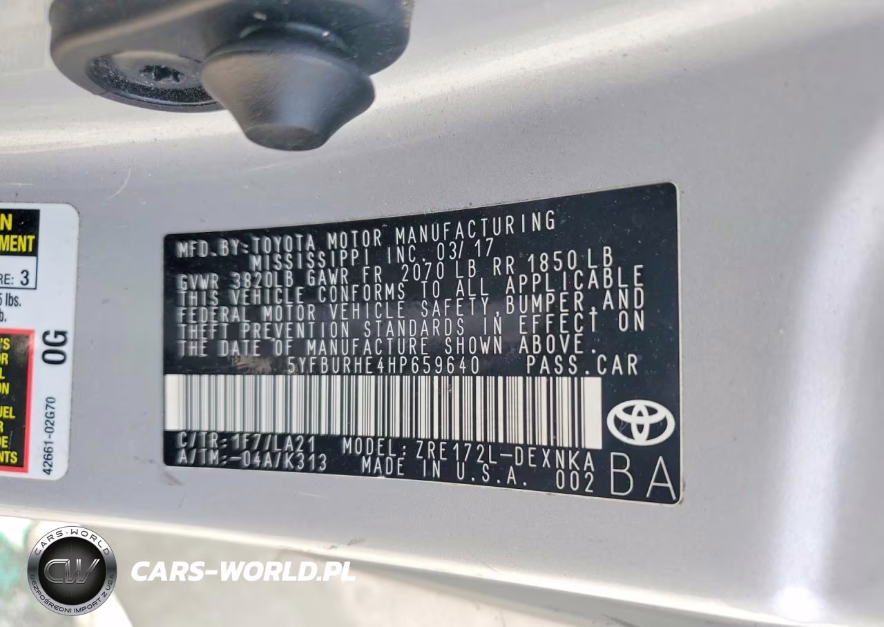 2017 Toyota Corolla Xle VIN:5YFBURHE4HP659640 - 12