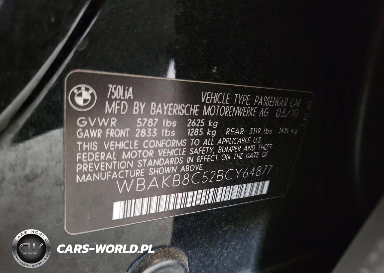 2011 BMW 750 Li VIN:WBAKB8C52BCY64877 - 12