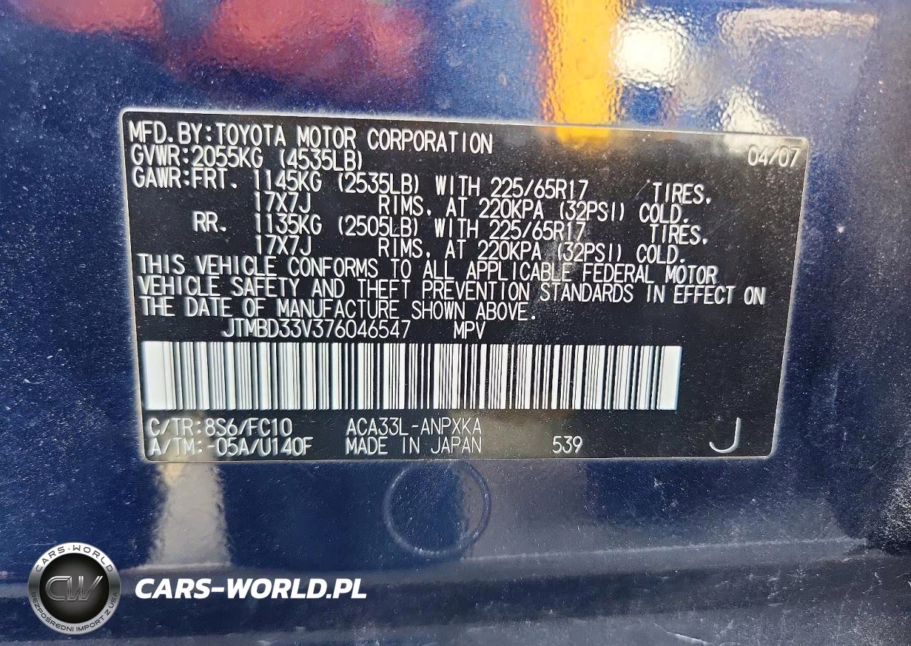 2007 Toyota Rav4 Base VIN:JTMBD33V376046547 - 13