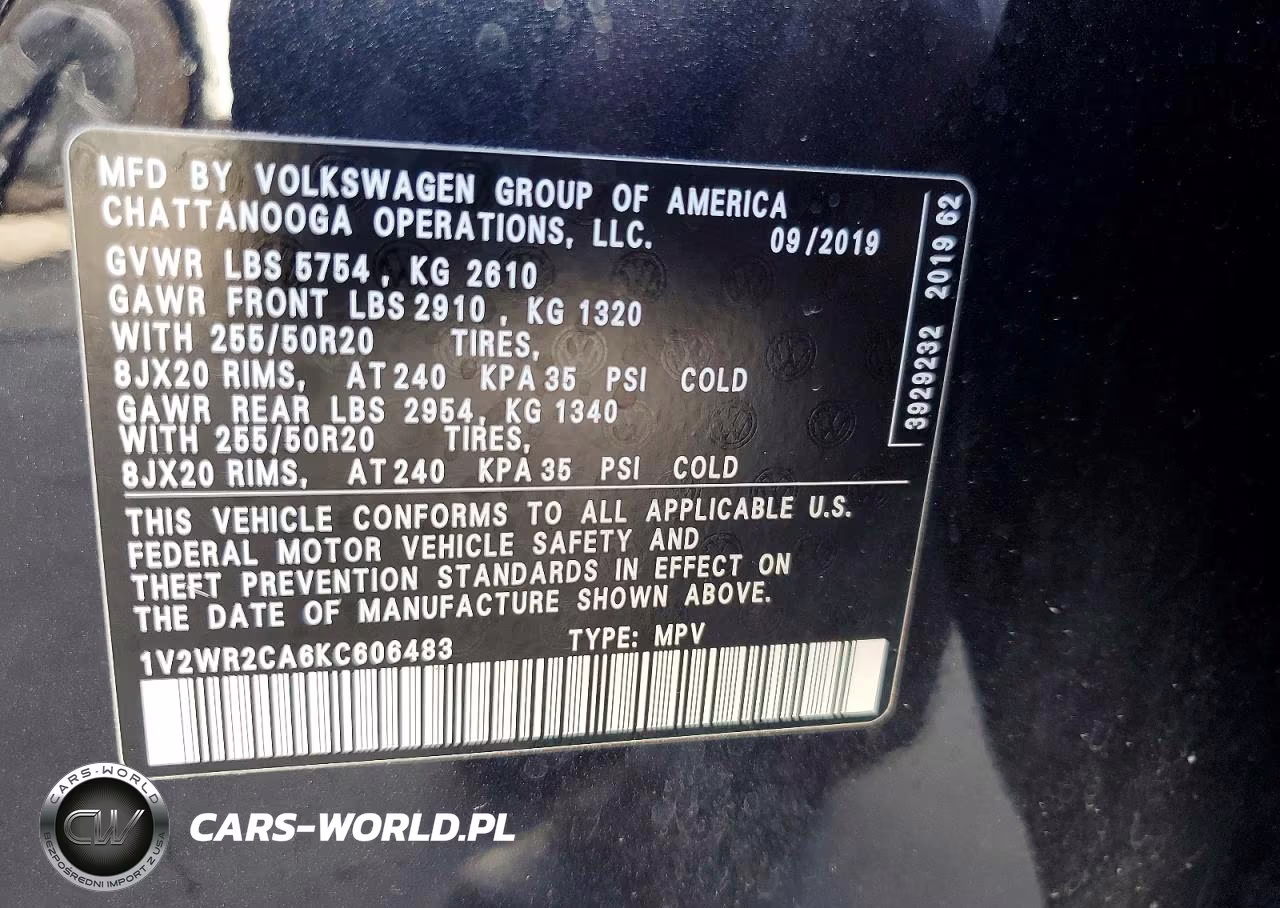 2019 Volkswagen Atlas Se VIN:1V2WR2CA6KC606483 - 13