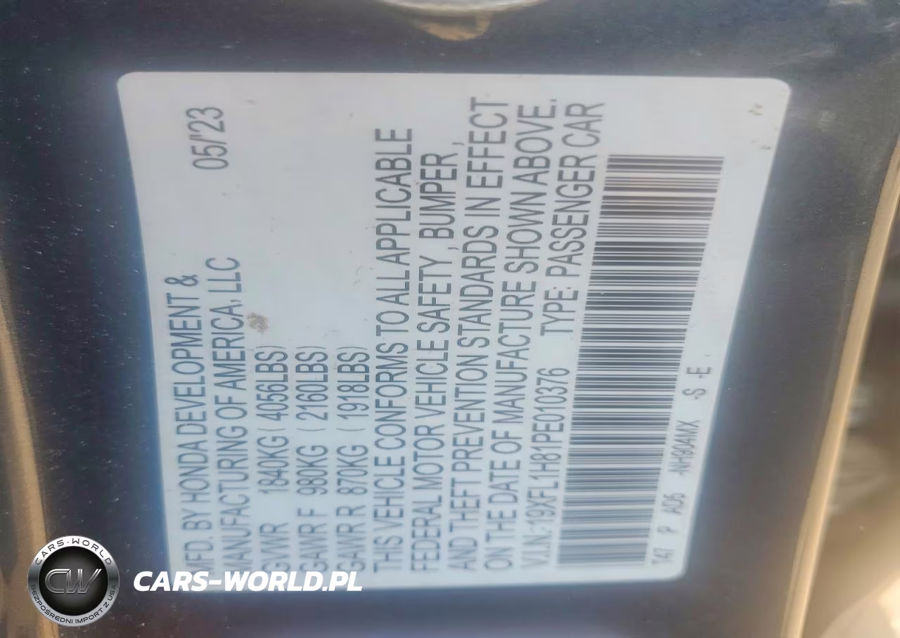 2023 Honda Civic Sport Touring VIN:19XFL1H81PE010376 - 12