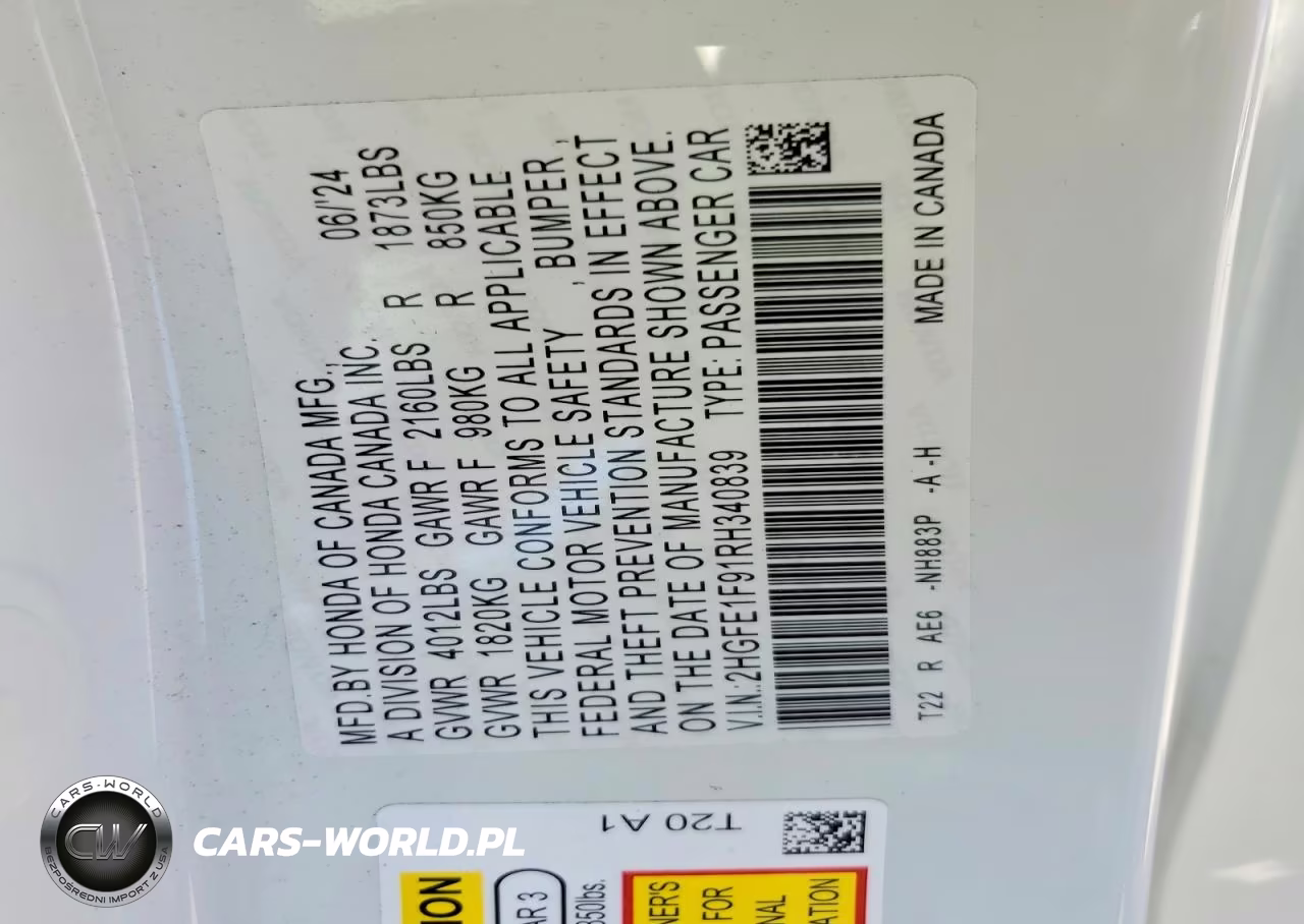 2024 Honda Civic Touring VIN:2HGFE1F91RH340839 - 13