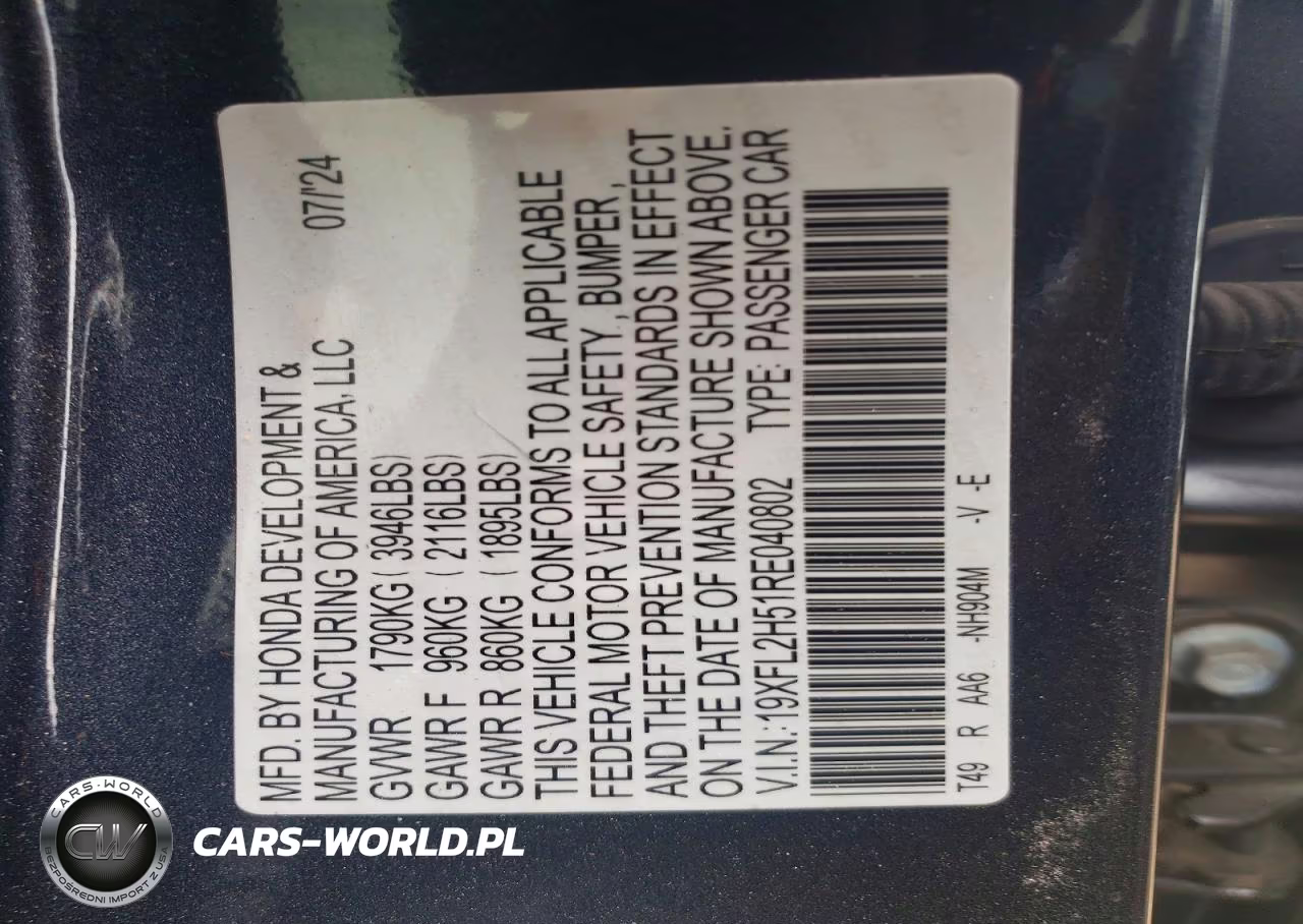 2024 Honda Civic Lx VIN:19XFL2H51RE040802 - 12