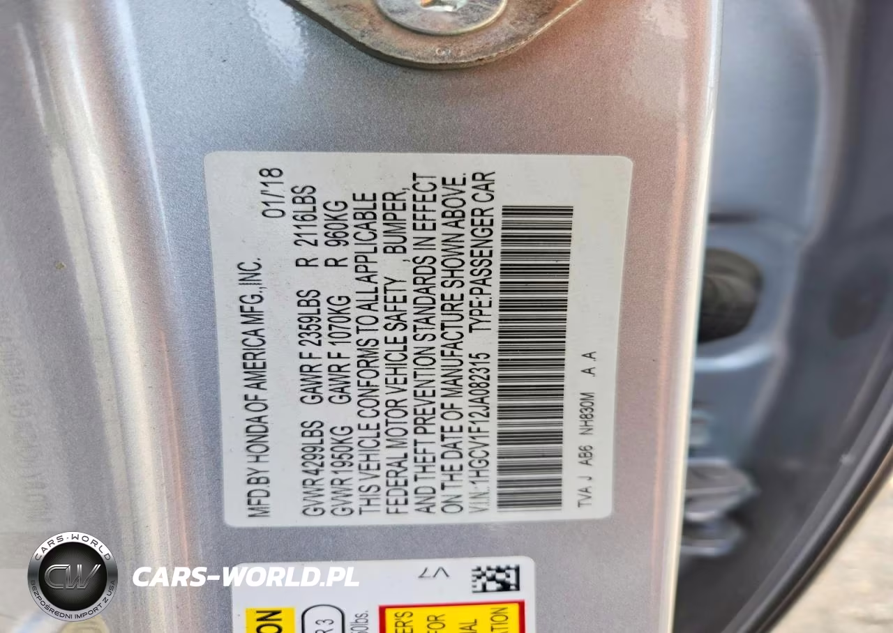 2018 Honda Accord Lx VIN:1HGCV1F12JA082315 - 12