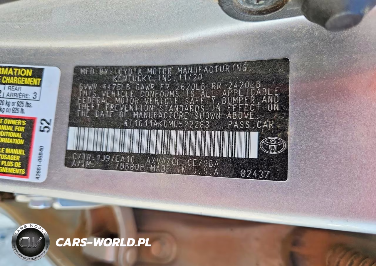 2021 Toyota Camry Se VIN:4T1G11AK0MU522283 - 12