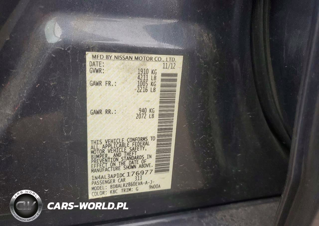 2013 Nissan Altima 2.5 VIN:1N4AL3AP1DC176977 - 12