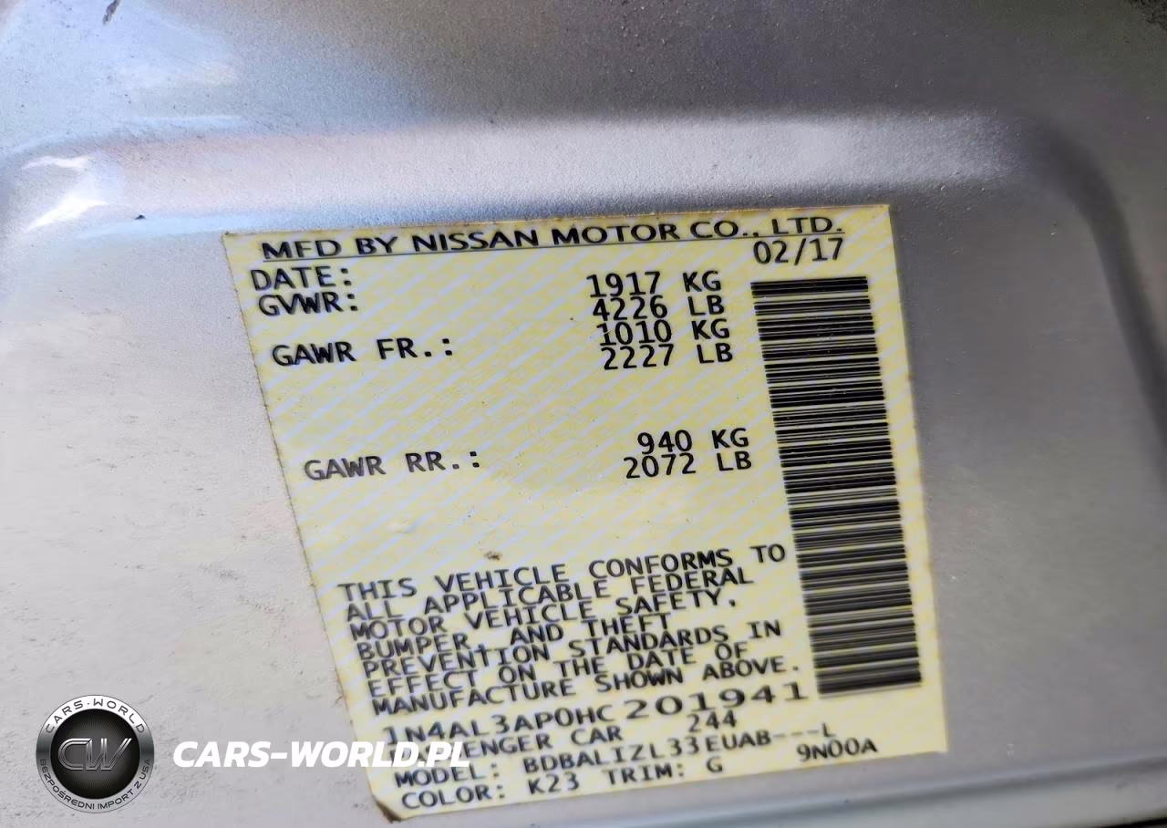 2017 Nissan Altima 2.5 Sv VIN:1N4AL3AP0HC201941 - 12