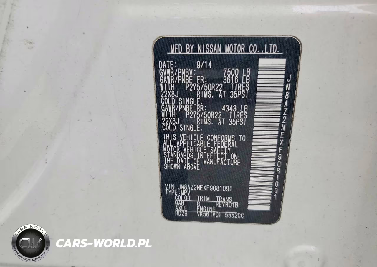 2015 Infiniti Qx80 Base VIN:JN8AZ2NEXF9081091 - 13
