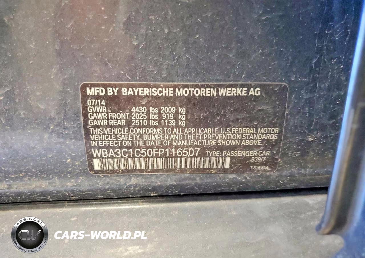 2015 BMW 328 I Sulev VIN:WBA3C1C50FP116507 - 12