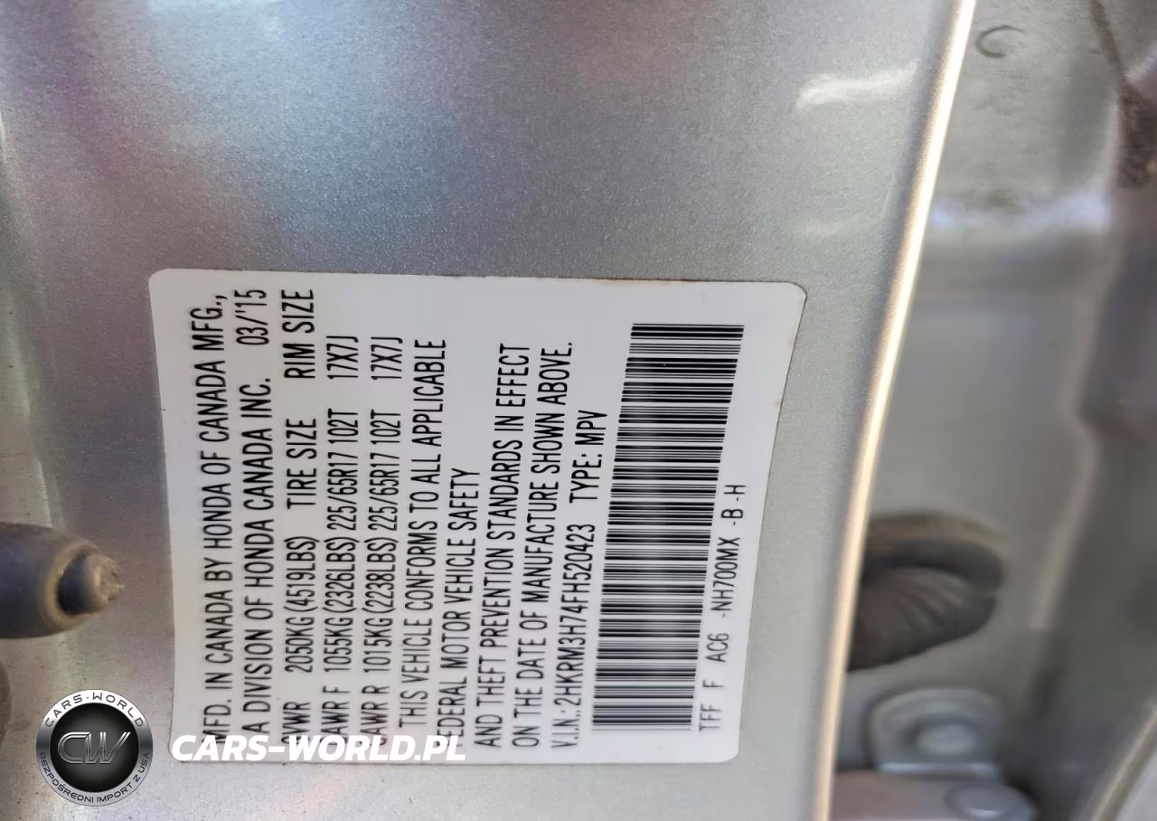 2015 Honda Cr-V Exl VIN:2HKRM3H74FH520423 - 12