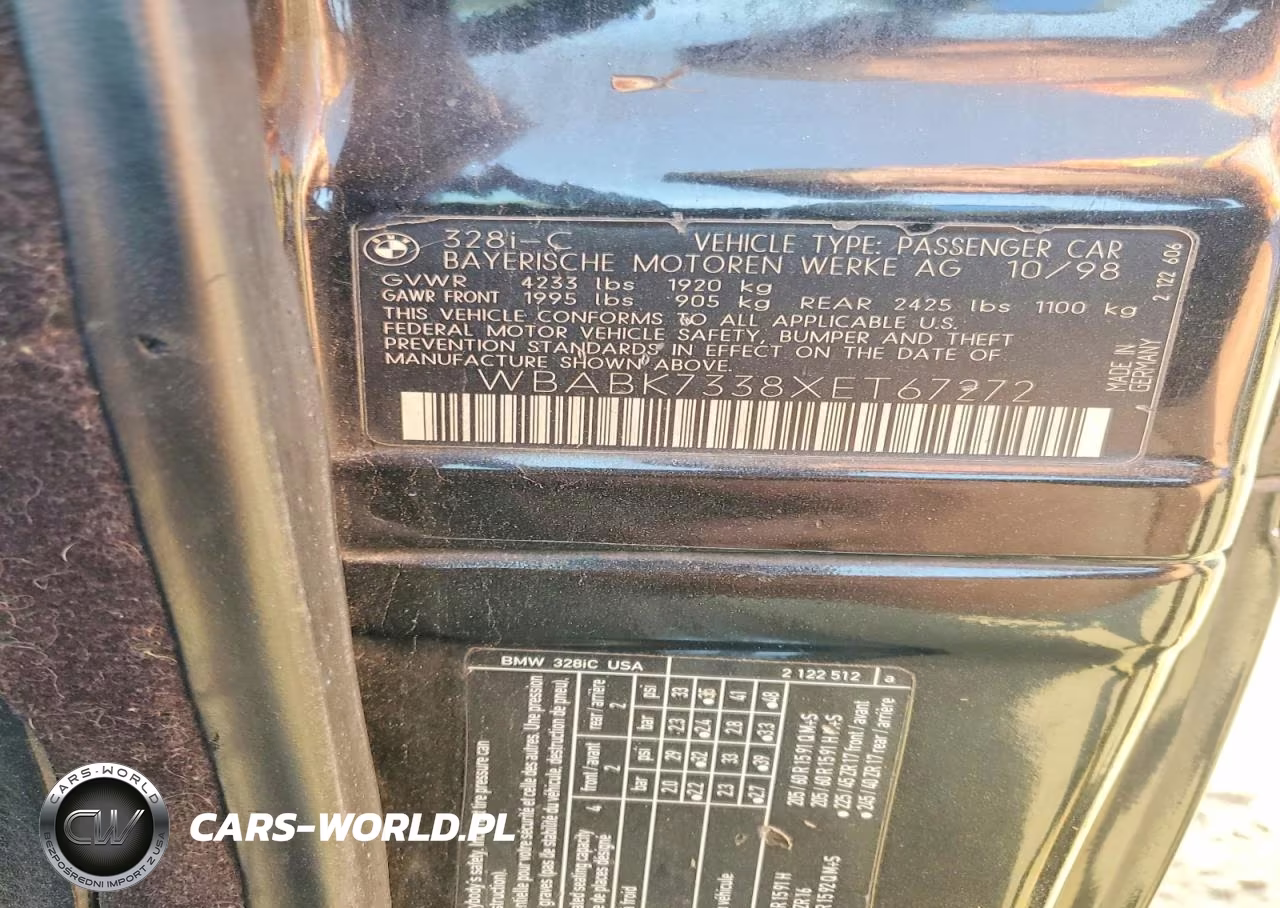 1999 BMW 328 Ic VIN:WBABK7338XET67272 - 13