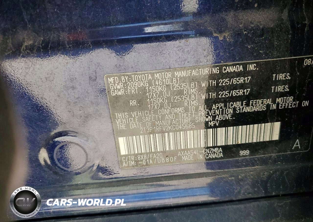 2019 Toyota Rav4 Xle VIN:2T3P1RFV2KC045685 - 13