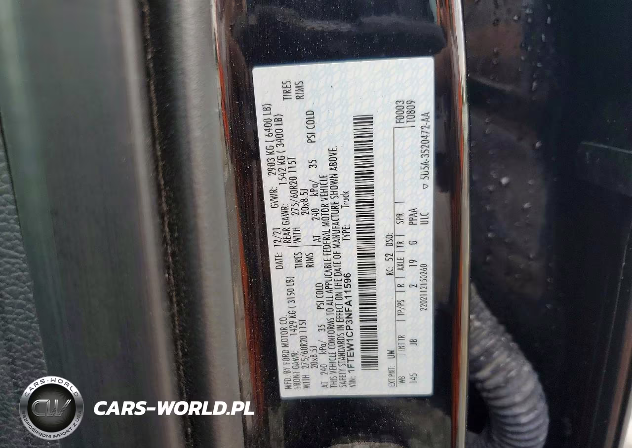 2022 Ford F150 Supercrew VIN:1FTEW1CP3NFA11596 - 12