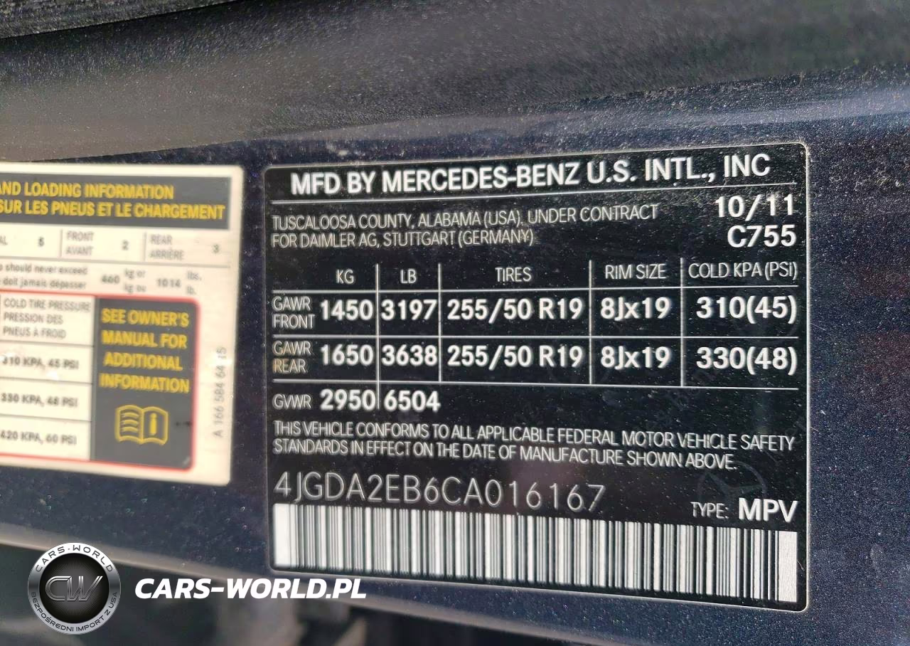 2012 Mercedes-Benz Ml 350 Bluetec VIN:4JGDA2EB6CA016167 - 12